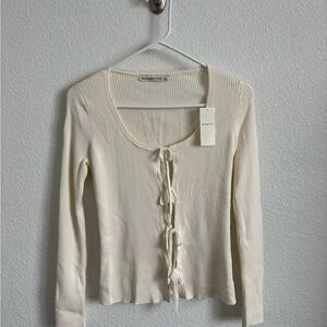 Abercrombie and fitch Ribbed Tie-Front sweater